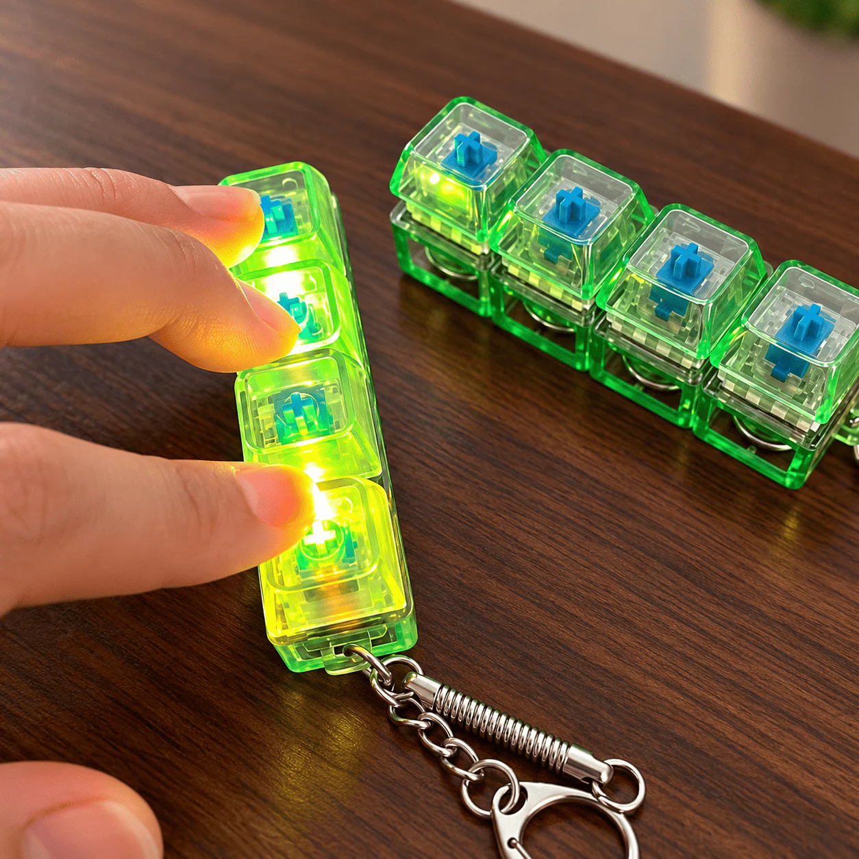 4-Key RGB Mechanical Keyboard Fidget Clicker Keychain