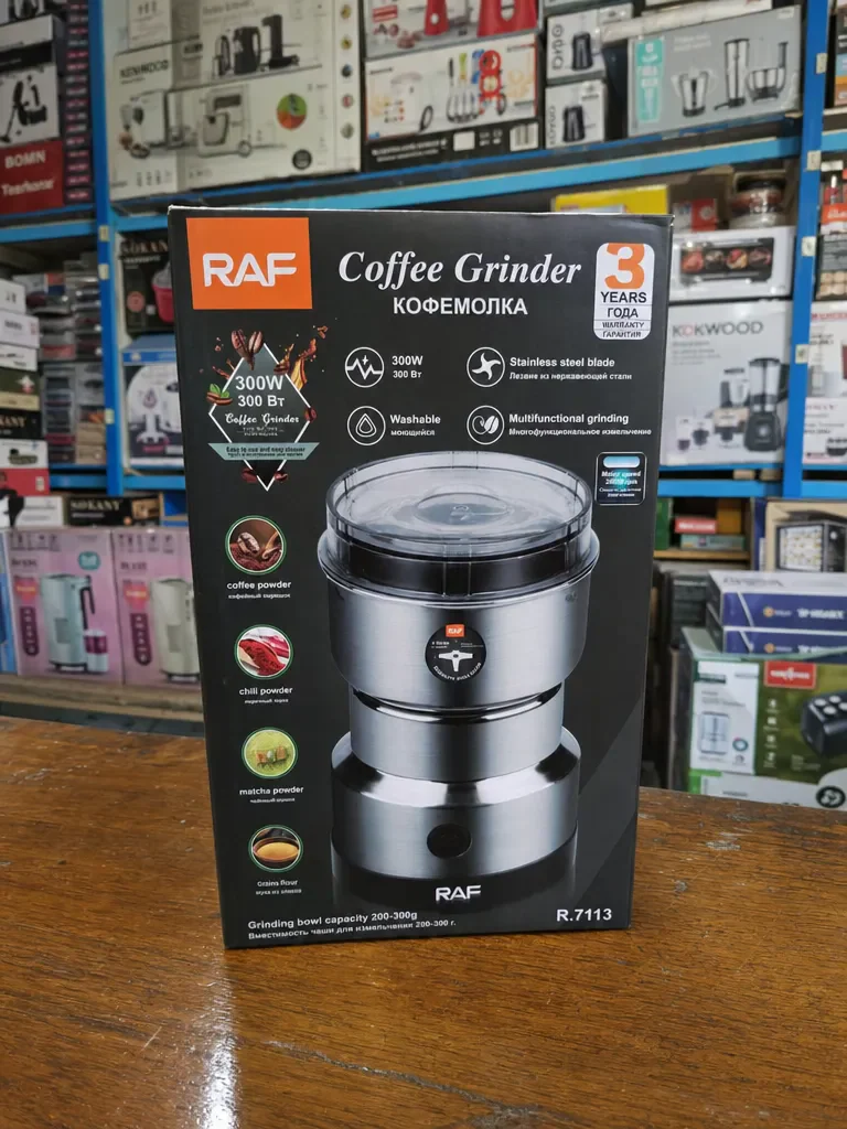 RAF R.7113 300W Electric Coffee and Spice Grinder with Stainless Steel Blades