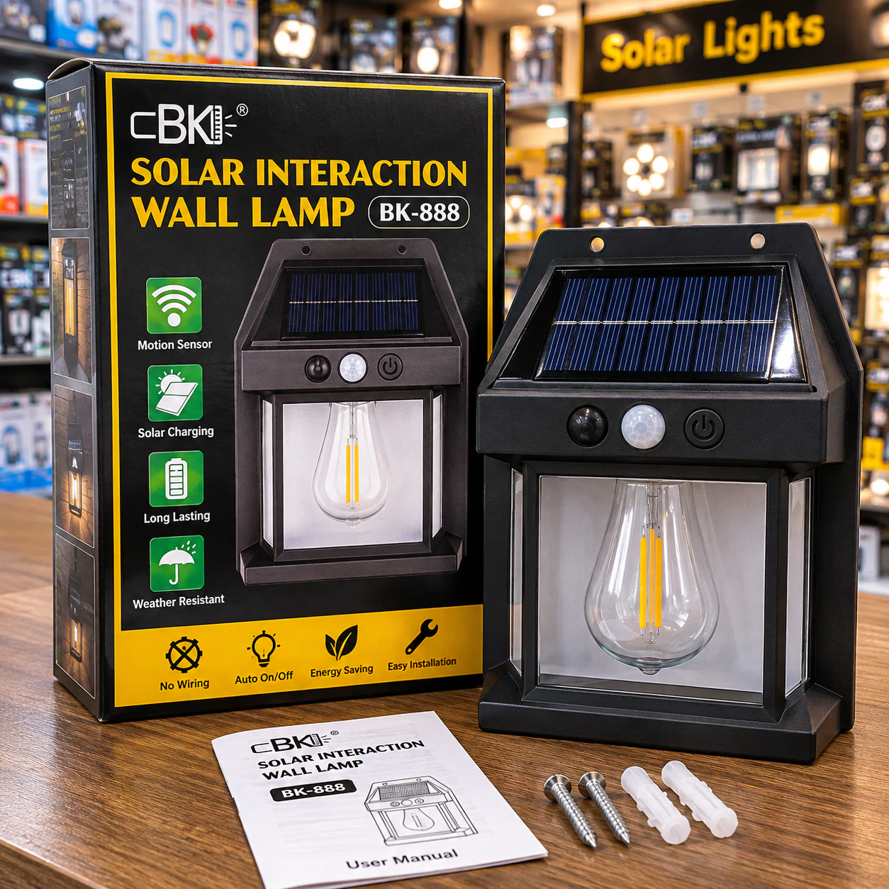 CBK BK-888 Solar Motion Sensor Outdoor Wall Lamp